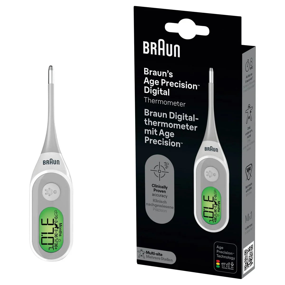 Braun Age Precision PRT2000 Digital Thermometer One Size White