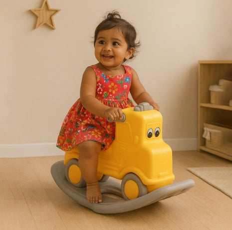 Playgro Wagon Rock-N-Ride 29.5 × 14.5 × 17.5 Inch – Yellow