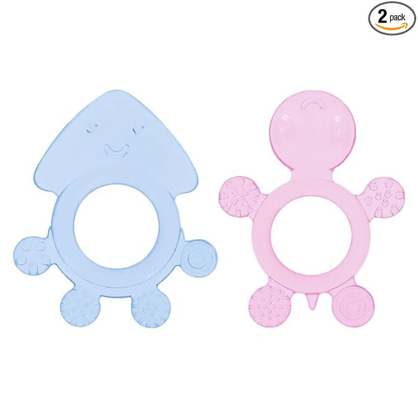Hopop Easy Grip Silicone Teether for Teething Gums Pack of 2 Assorted