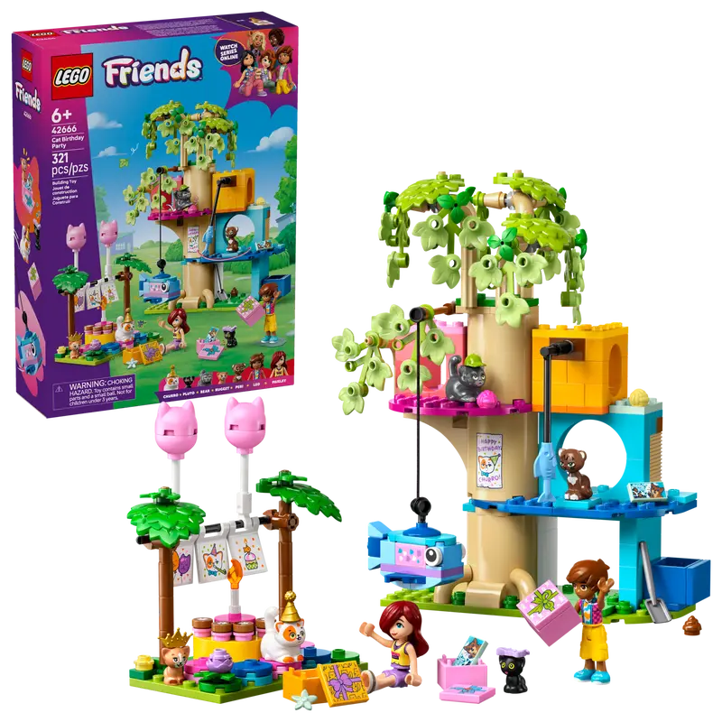 LEGO Friends Cat Birthday Party & Tree House 6+ 321Pcs 42666