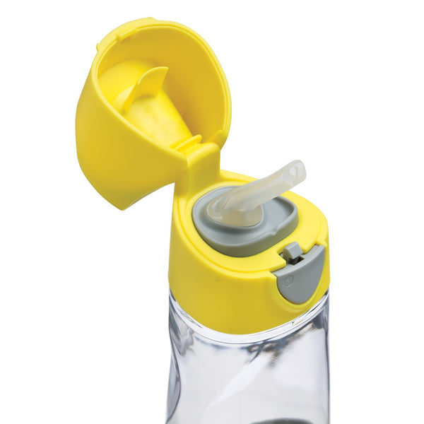 B Box Tritan Straw Drink Bottle 450Ml - Lemon Sherbet Yellow Grey