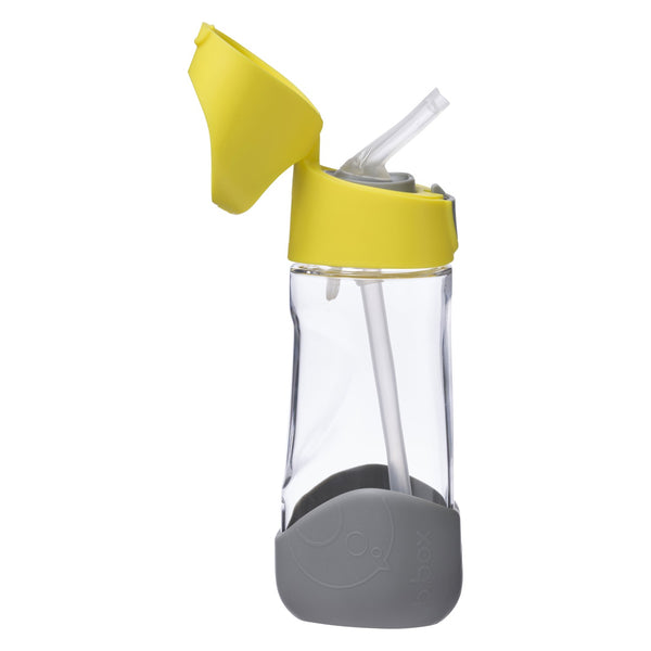 B Box Tritan Straw Drink Bottle 450Ml - Lemon Sherbet Yellow Grey