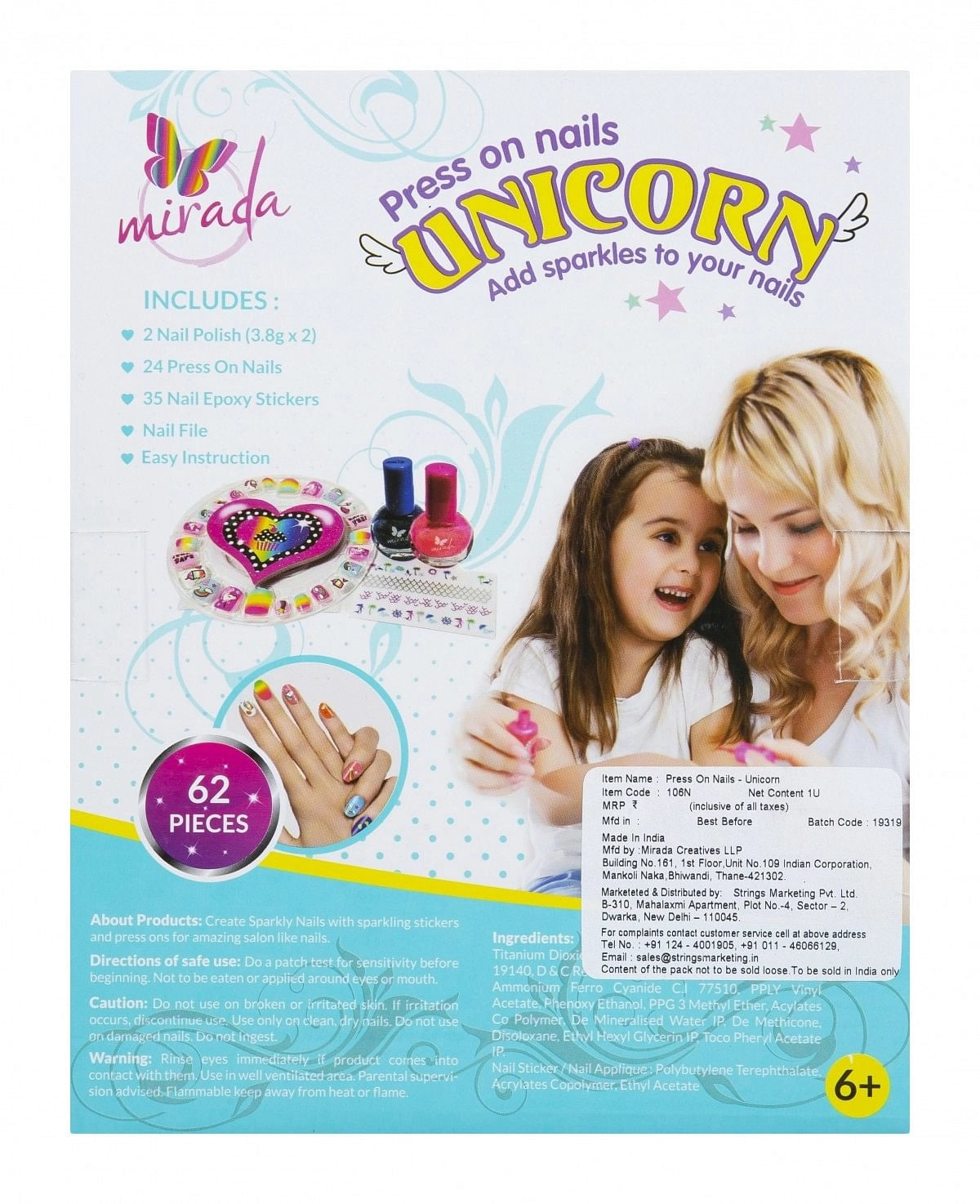 Mirada Press On Nails Unicorn
