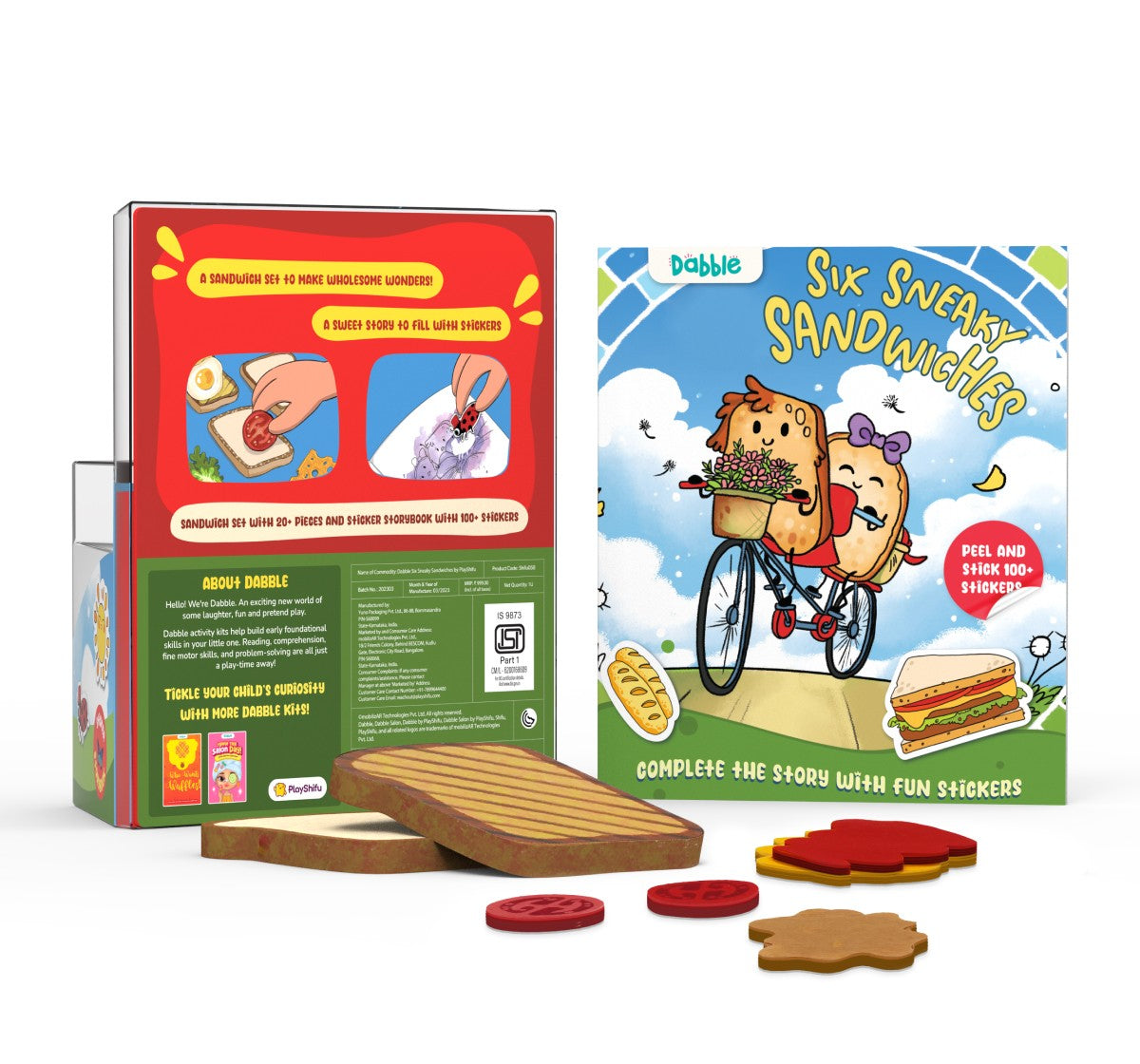 Dabble Pretend Play Sandwich Playset by Playshifu Six Sneaky Sandwiches