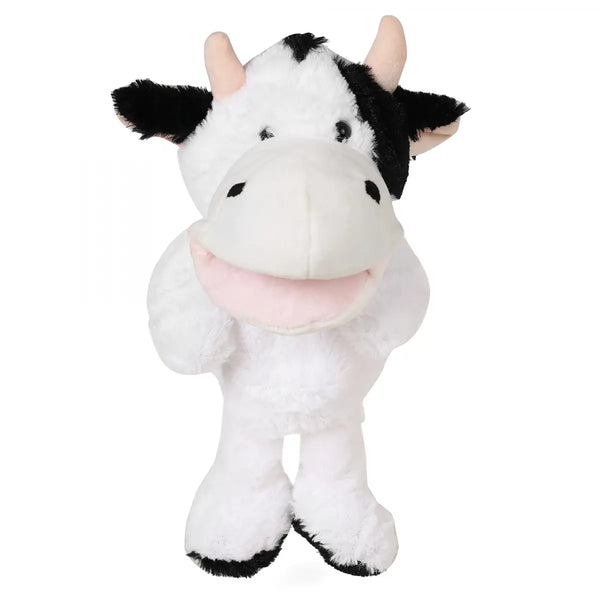 Pugs & Play Play Cow Hand Puppet Talking Black & White 3Y+