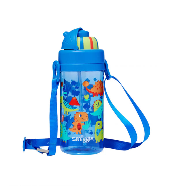 Smiggle Glide Teeny Tiny Plastic Drink Bottle With Strap 400Ml Mid Blue, 3Y+