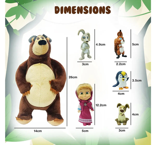 Masha And The Bear Simba Set Plush Bear, Doll, Animals, 3Y+