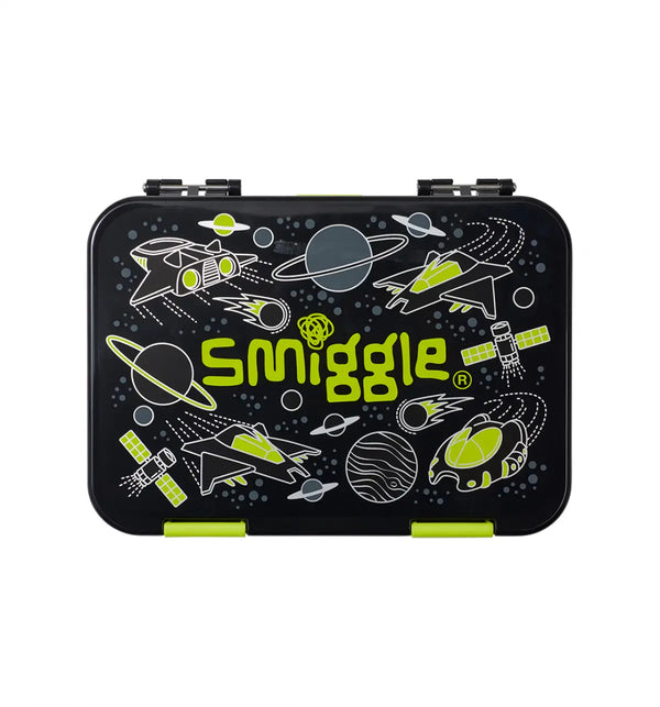 Smiggle Fly High Happy Medium Bento Lunchbox Black, 3Y+