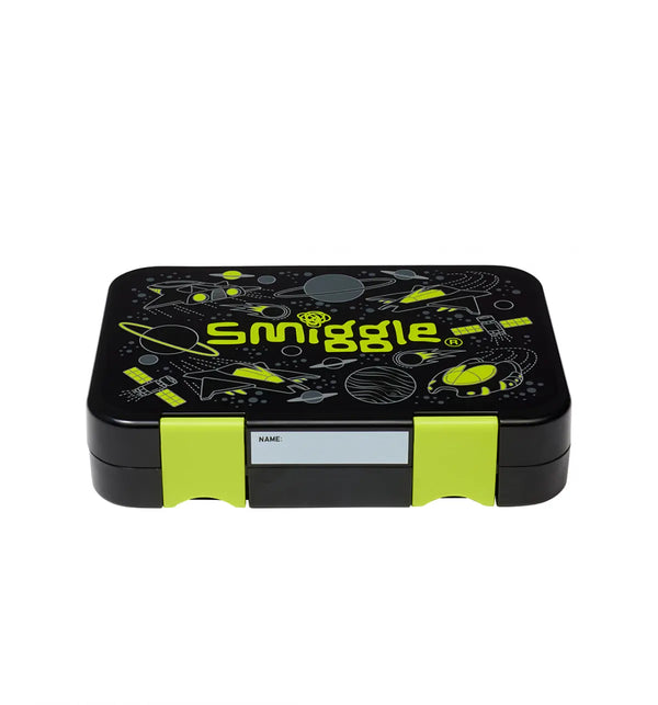 Smiggle Fly High Happy Medium Bento Lunchbox Black, 3Y+
