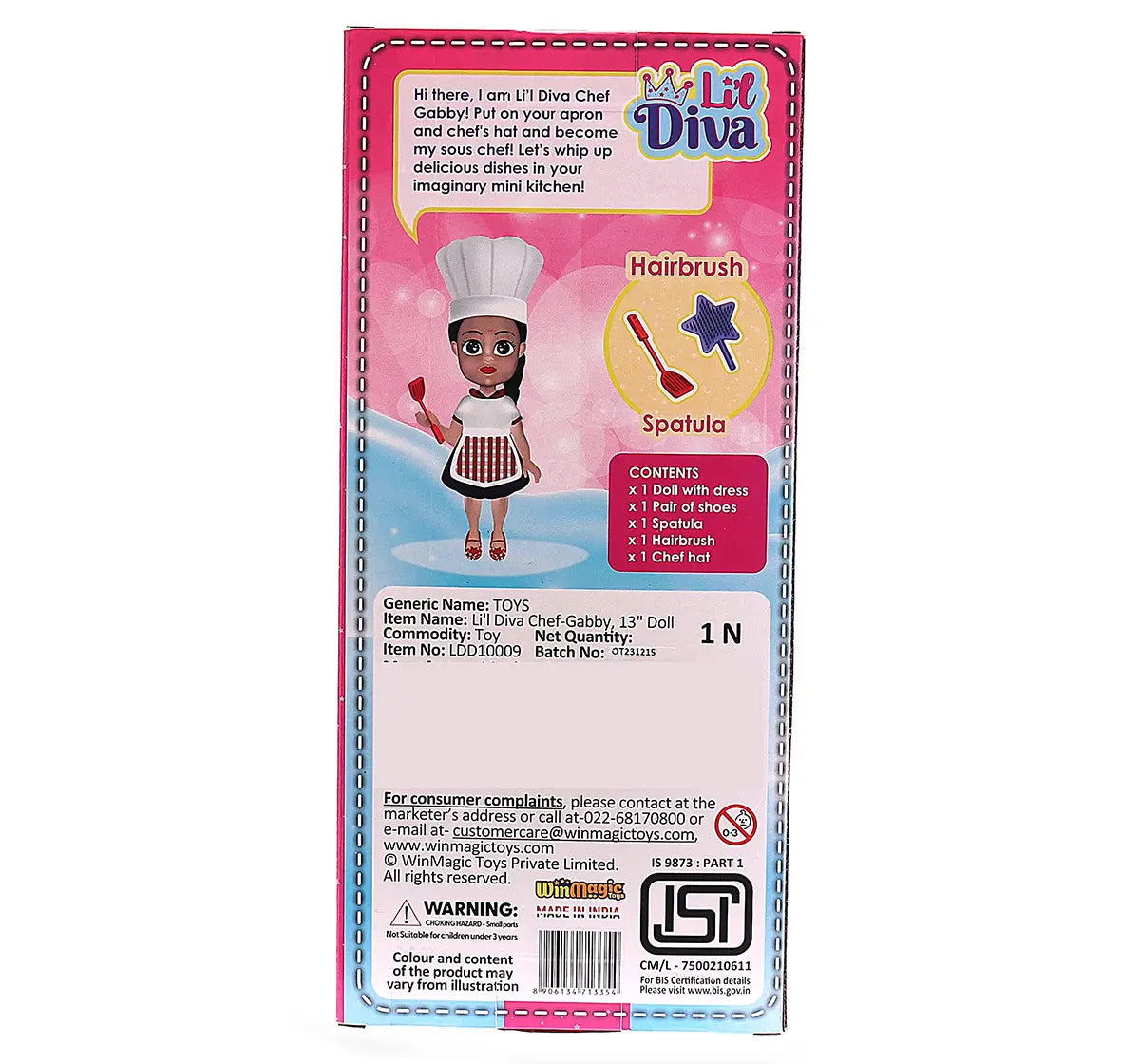 Li'l Diva Chef-Gabby 13 Inch Doll 3Y+ – Multicolor