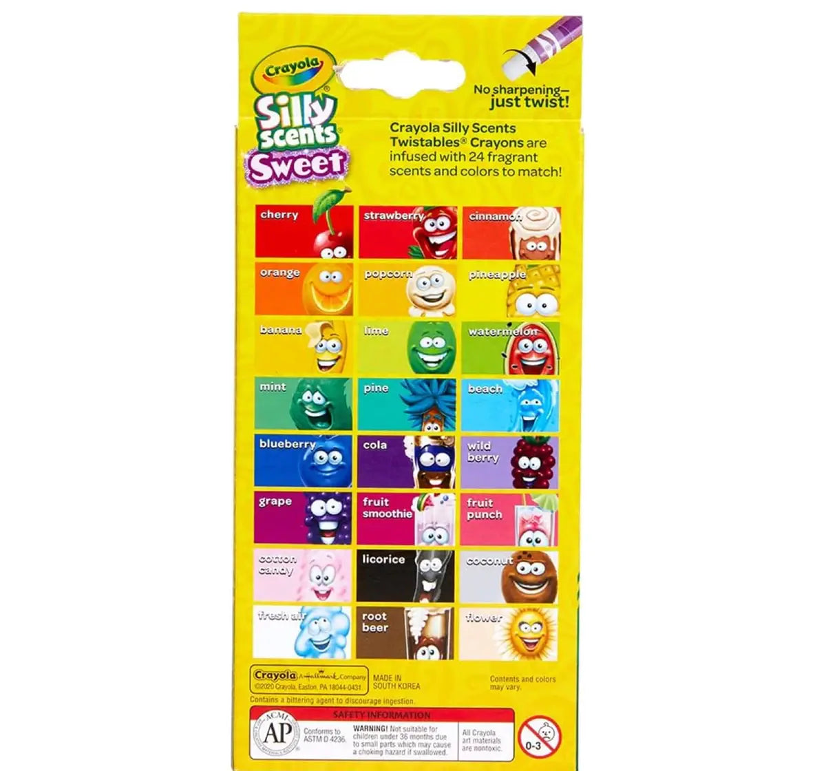 Crayola Sly Mini Twist Scented Crayons, 24 pieces