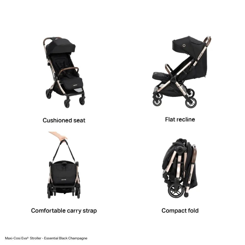 Maxi-Cosi Eva³ Lightweight Compact Stroller 0-4 Years Essential Black