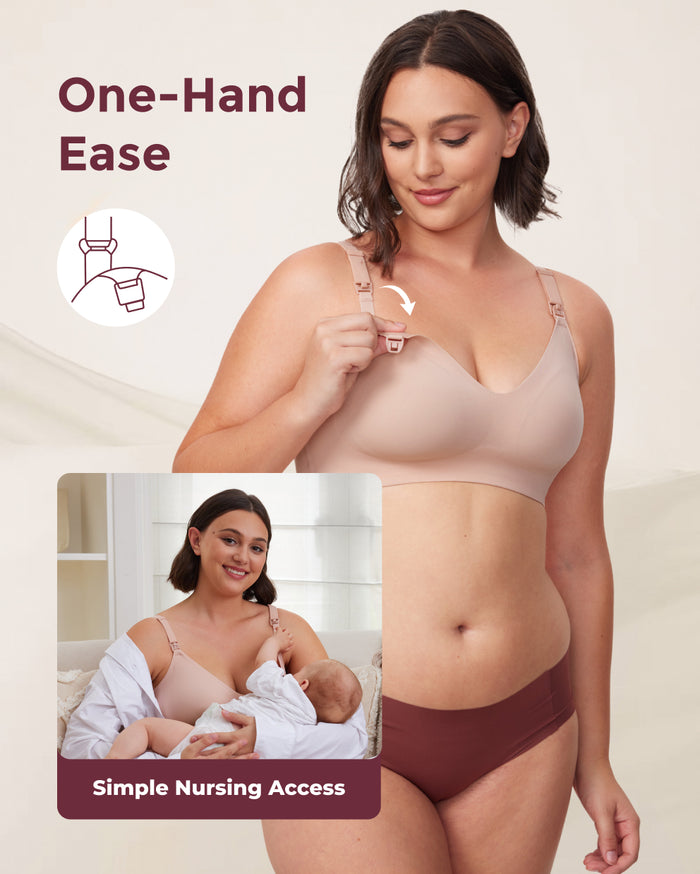 Momcozy YN21 Ultra Soft Seamless Nursing Bra - S - Beige