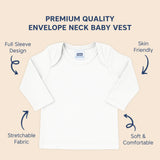Hopop Envelope-Neck Full-Sleeve Cotton Baby Vest - Preemie to 6–12 Months - White