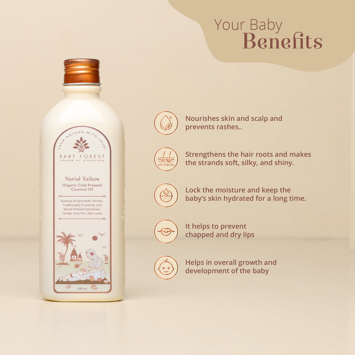Baby Forest Narial Tailam Organic Cold-Pressed Coconut Oil – 200 ml