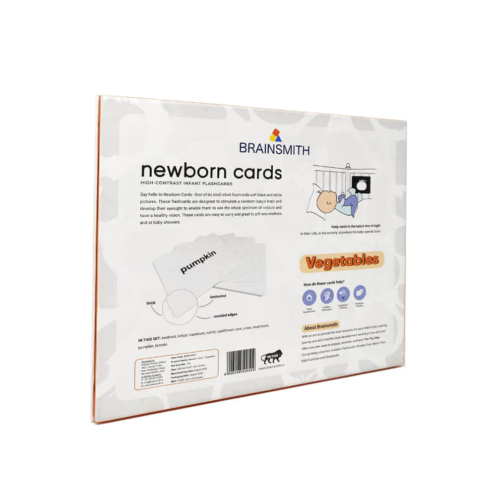 Brainsmith Vegetables Newborn Cards | Set of 10 High-Contrast Flashcards