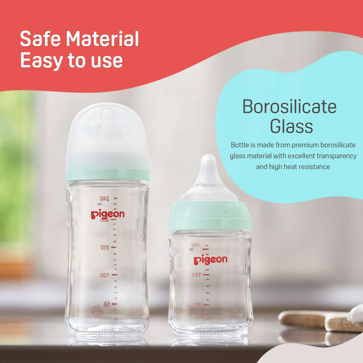 Pigeon Glass Nursing Bottle with Softlatch Nipple 160ml