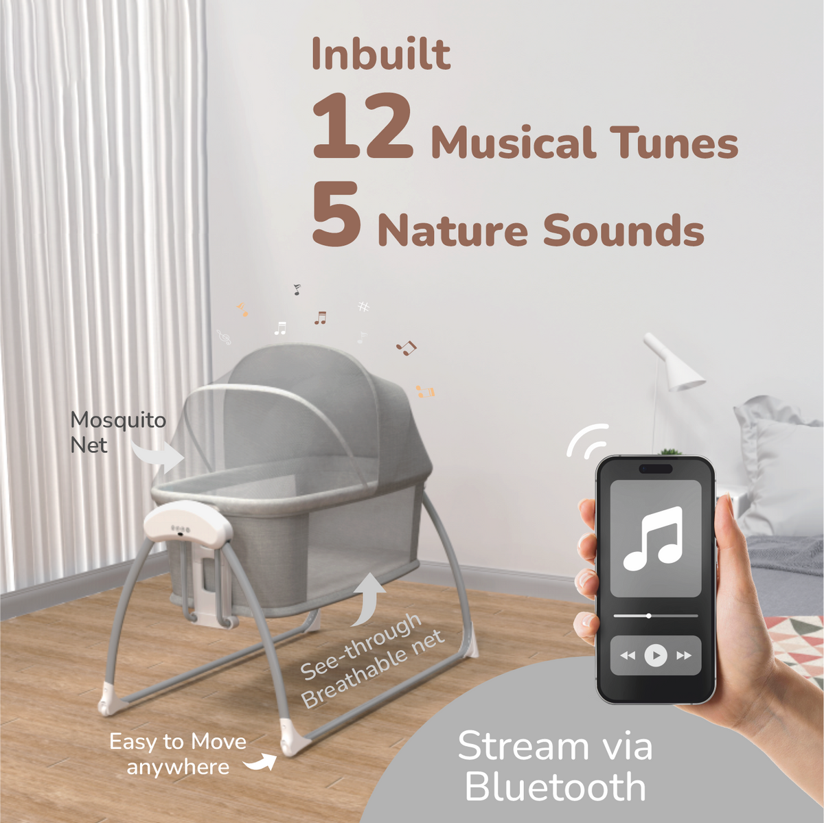 R For Rabbit Lullabies Smart Electric 4 in 1 Cradle