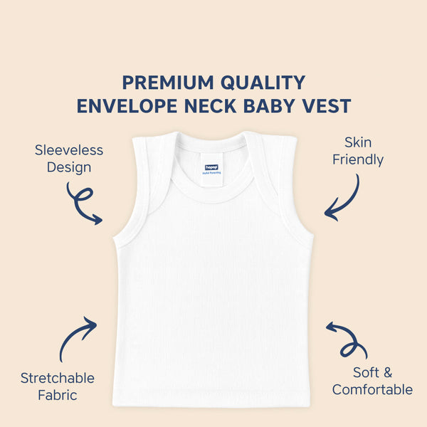 Hopop Envelope Neck Sleeveless Cotton Vest - White