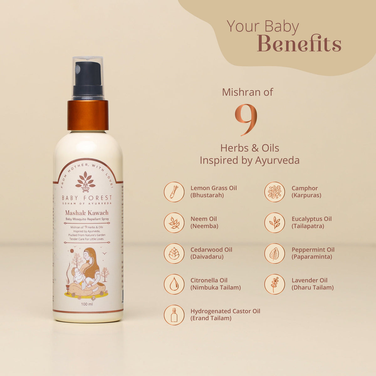 Baby Forest Mashak Kawach Baby Mosquito Repellent Spray – 100 ml