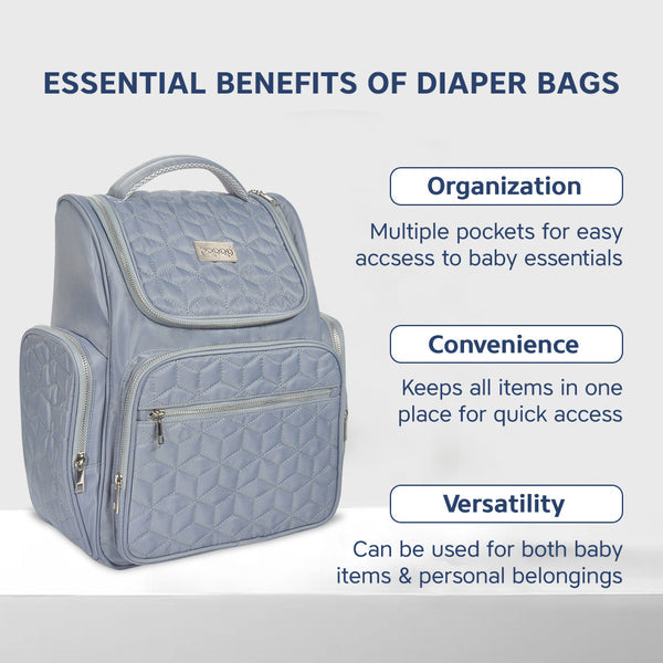 Hopop Portable & Stylish Baby Diaper Bag Travel Friendly & Spacious Grey