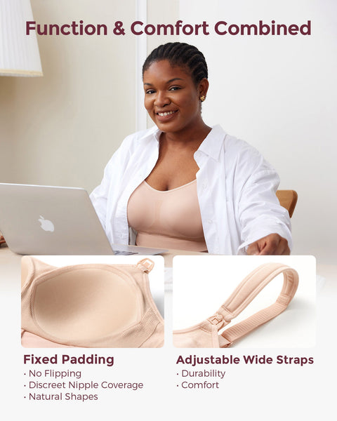 Momcozy 4-in-1 Hands-Free Pumping Bra with Fixed Padding XL – oyster pink
