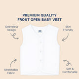 Hopop Baby Front Open Sleeveless Cotton Vest Preemie–12M – White
