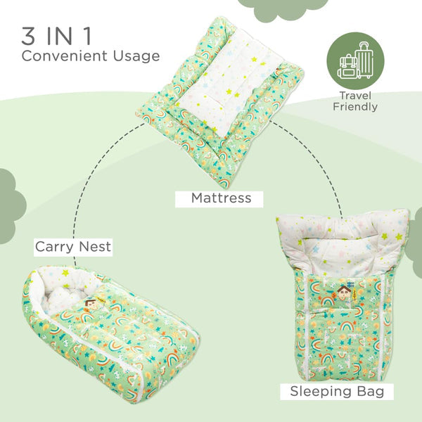 Mee Mee 3-in-1 Baby Carry Nest Sleeping Bag & Mattress 0–6M – Green