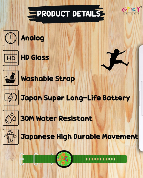 Spiky Round Analog Watch for Kids Boys and Girls EVA42 - Green