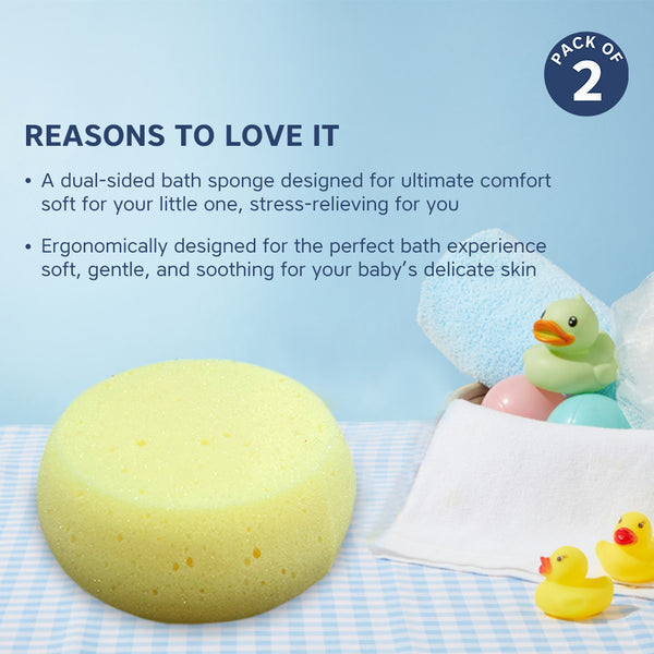 Hopop Soft & Gentle Baby Bath Sponge Pack of 2 Newborn+ – Assorted