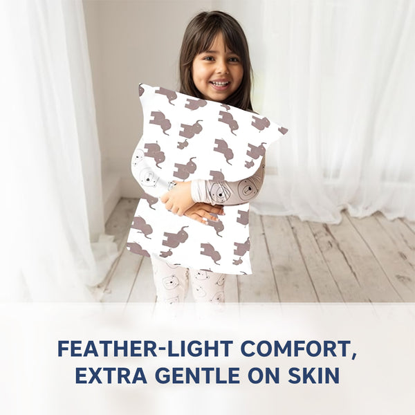 Hopop Soft & Breathable Premium Cotton Toddler Pillow with Pillowcase - Assorted