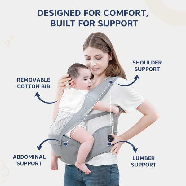 Hopop Elegant 5-in-1 Hip Seat Baby Carrier 4-36 Months Black