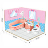 Webby Diy Bath Room Wooden Doll House With Plastic Furniture