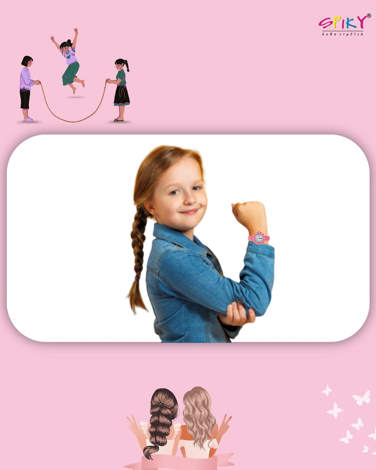 Spiky Stylish Analog Watch for Kids Boys and Girls EVA43C - Pink