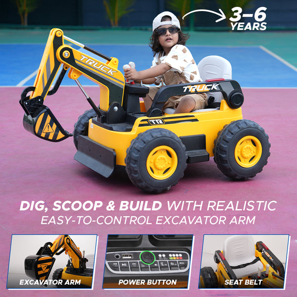 E-motorad Formula Fun Mini Excavator Ride-On - Yellow