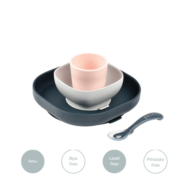 Beaba Silicone 4 pc Meal Set (Plate, Bowl, Cup & Spoon)