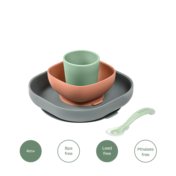 Beaba Silicone Meal Set- Mineral Grey