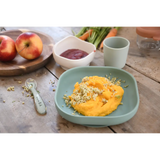 Béaba 4-Piece Silicone Dinner Set 4M+ – Sage Green / Misty Green