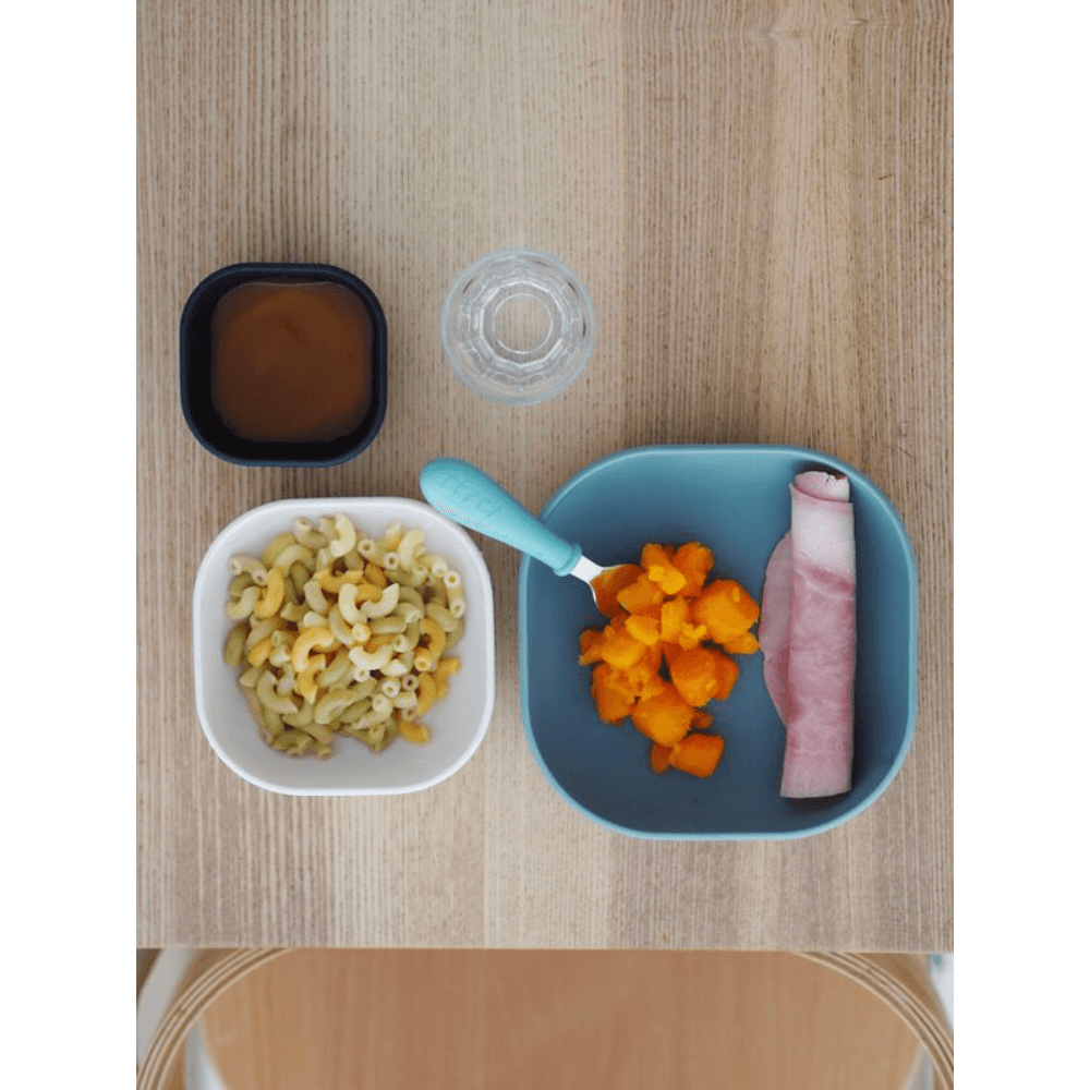 BEABA Silicone Stackable Bowls Set of 3 – Night Blue, Cotton & Baltic Blue