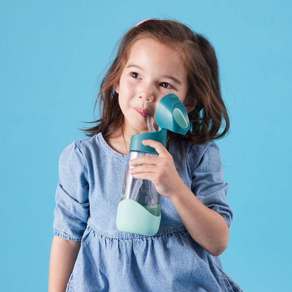 B Box Tritan Straw Drink Bottle 450Ml - Emerald Forest Green