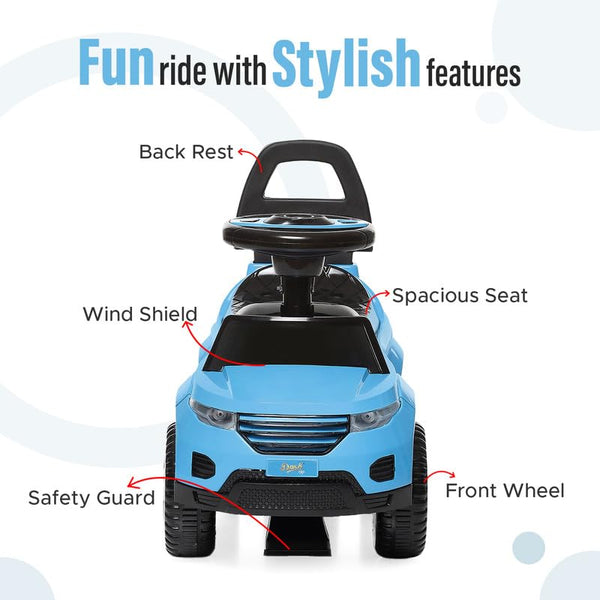 Dash Evok Stylish Manual Ride on Car with Back Rest (1 Years Plus) - Sky
