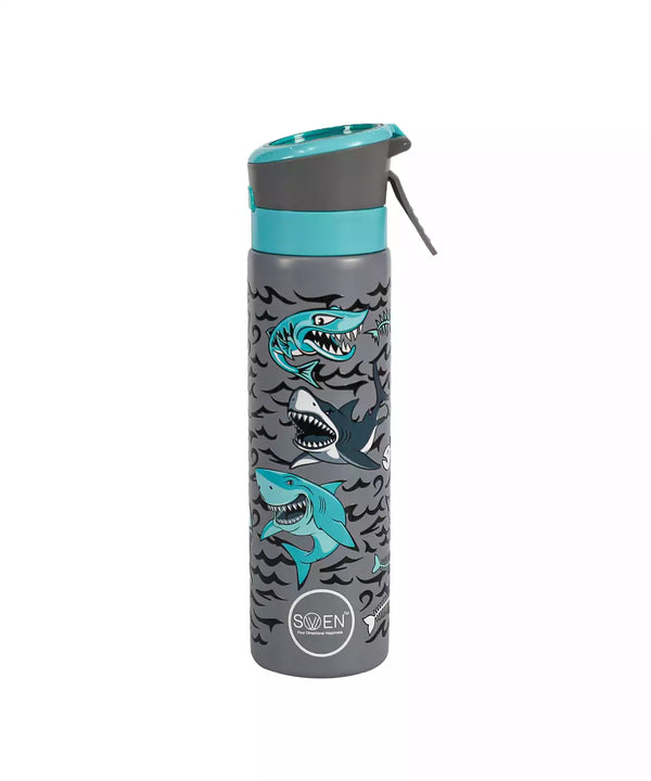 Swen Insulated Stainless Steel Shark Theme Mist Bottle, Blue And Grey Color - 540Ml