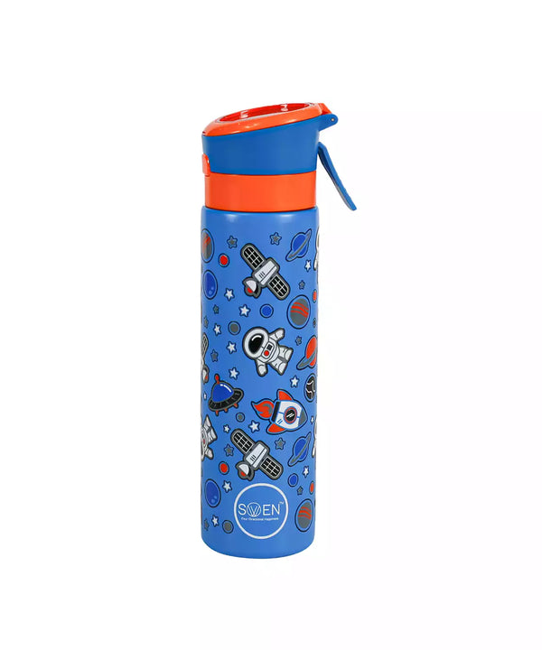 Swen Insulated Stainless Steel Space Theme Mist Bottle, Blue And Orange Color - 540Ml
