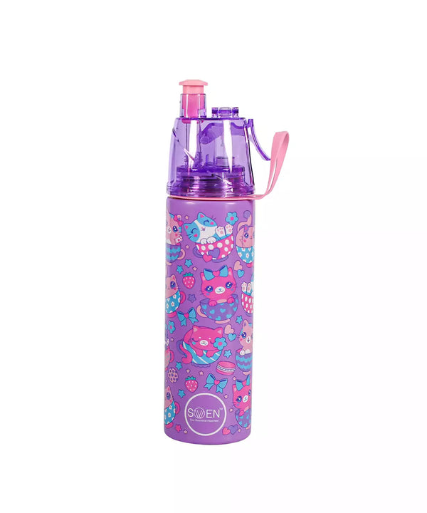Swen Insulated Stainless Steel Kitty Theme Mist Bottle, Purple Color - 490Ml