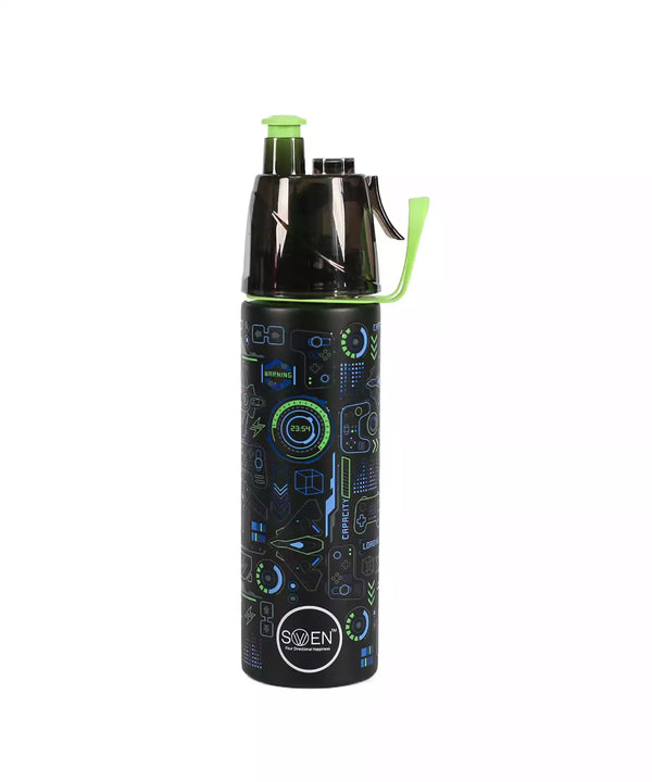 Swen Insulated Stainless Steel Tech Theme Mist Bottle, Blue Color - 490Ml