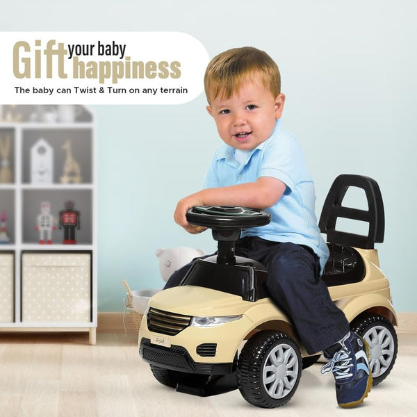 Dash Evok Stylish Manual Ride on Car with Back Rest (1 Years Plus) - Brown