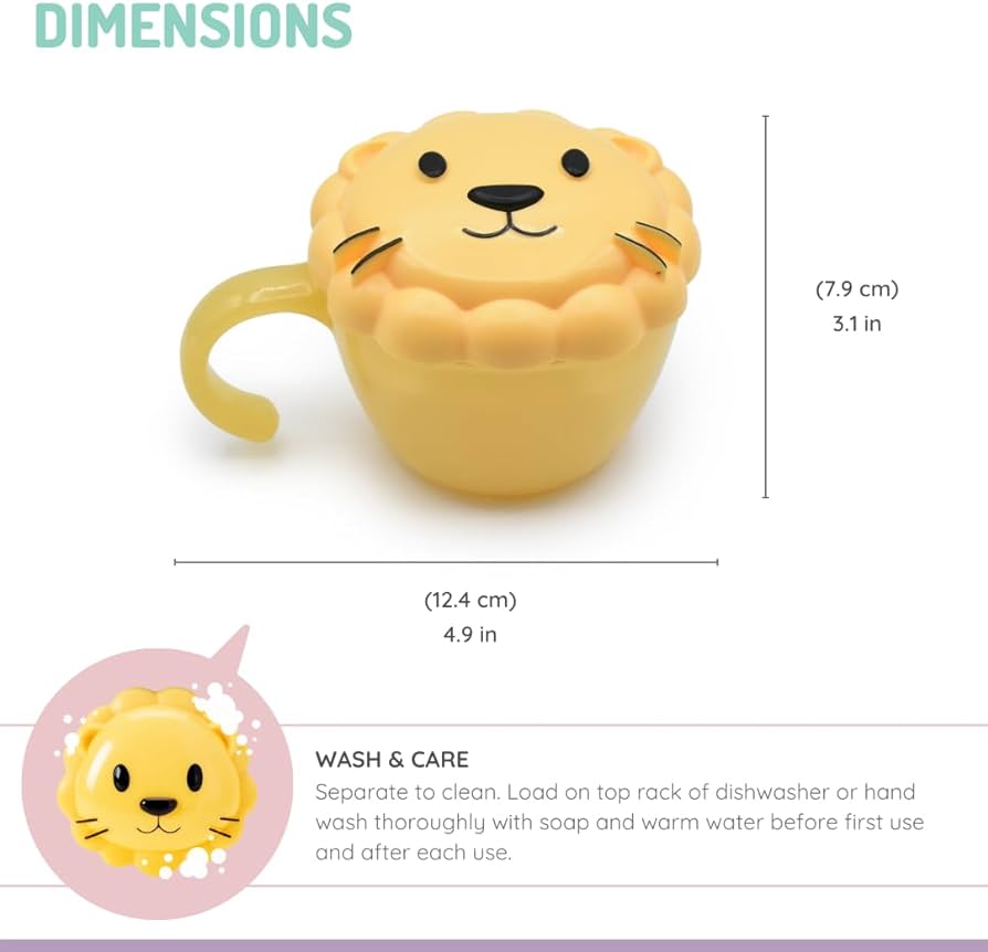 Melii Snack Container with Finger Trap Lion- Yellow