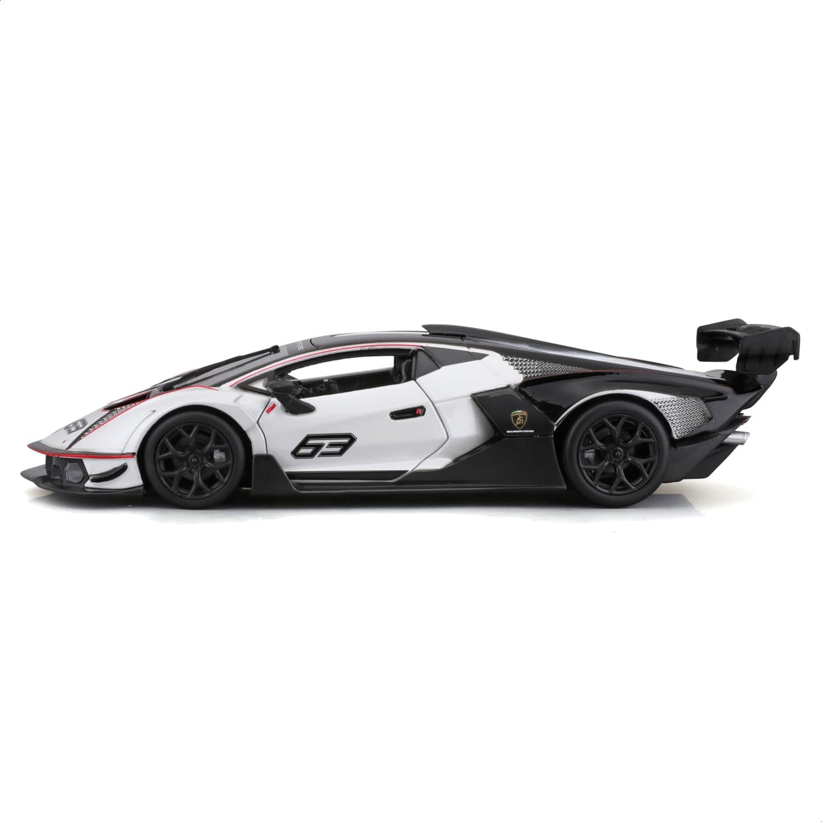 Bburago 1:24 Lamborghini Essenza SCV12 #63 Diecast Model – White & Black