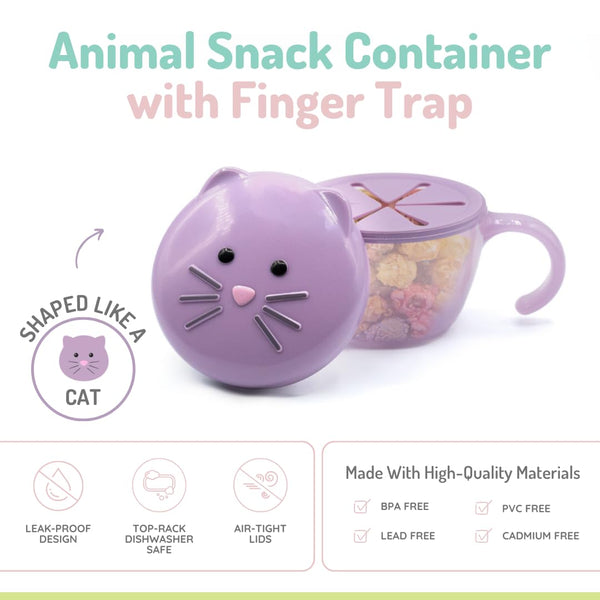 Melii Snack Container with Finger Trap - Purple Cat