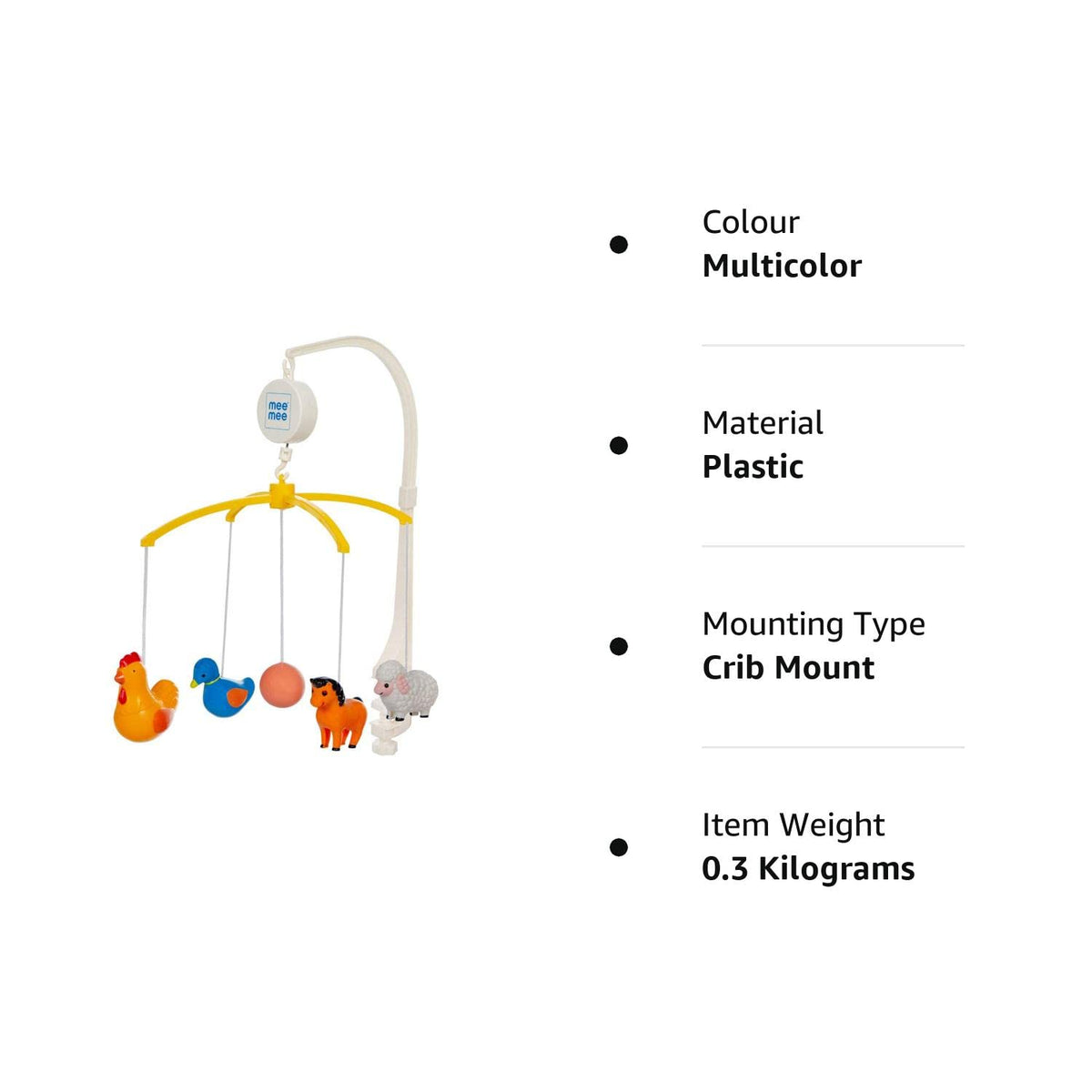 Mee Mee Musical Animal Cot Mobile 4-Toy Safari Theme – Multicolor